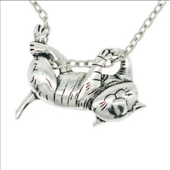 COPY - RESTOCKED Silvertone clinging cat necklace NIP - Picture 1 of 7